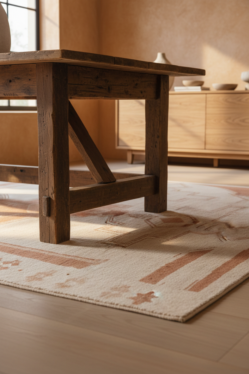 A hand-tufted wool rug, made by artisans in Bhadohi — SlowObjet