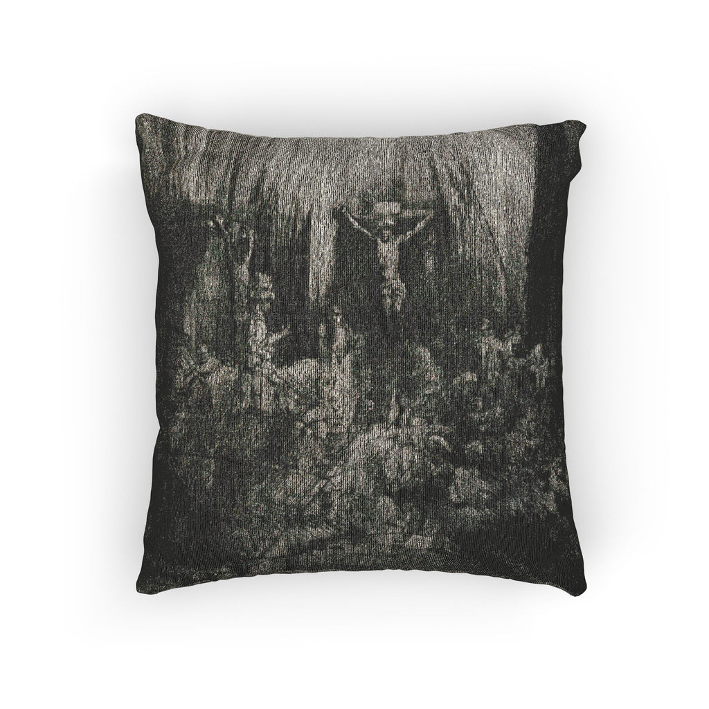 Rembrandt van Rijn - Christ Crucified between the Two Thieves The Three Crosses | Woven Pillow