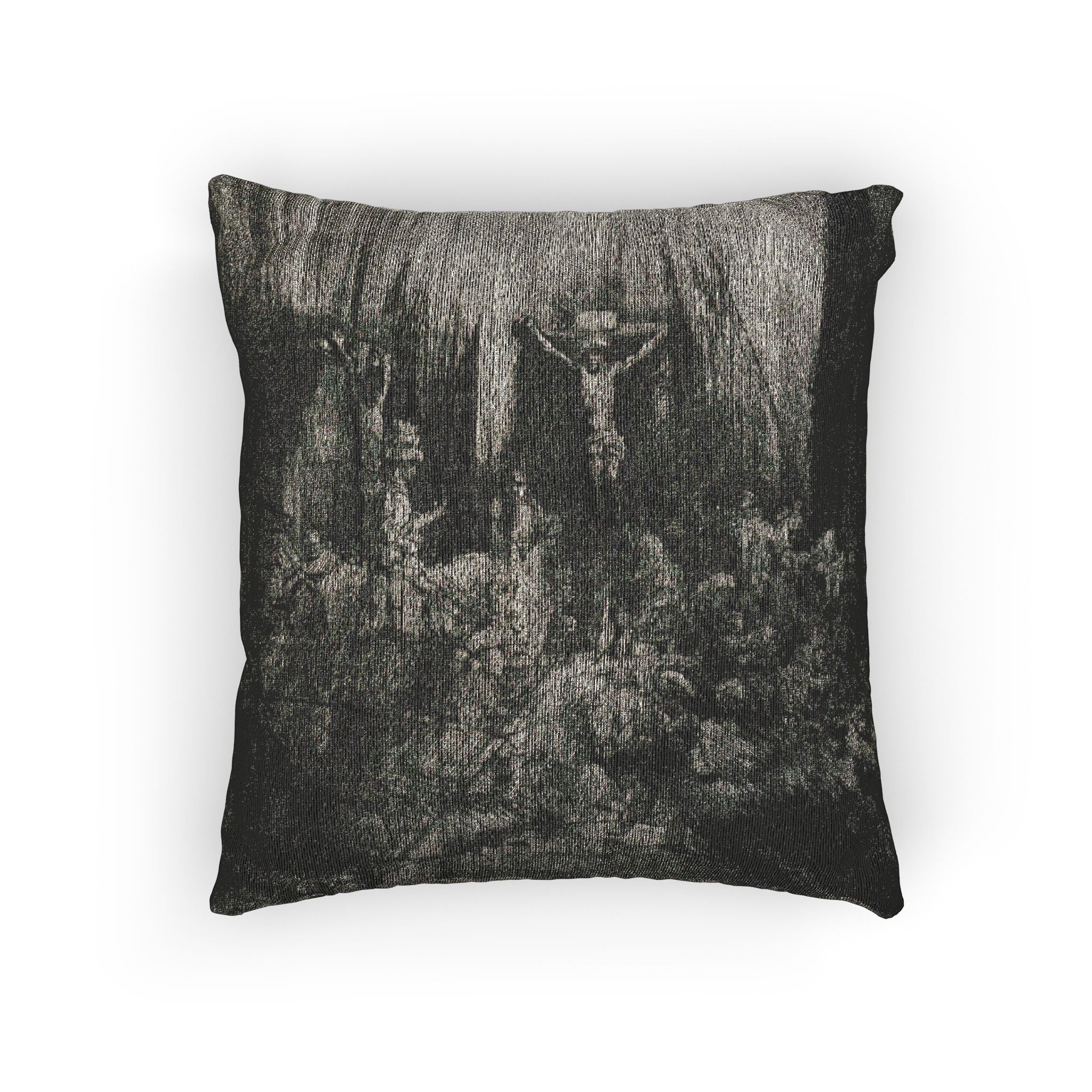 Rembrandt van Rijn - Christ Crucified between the Two Thieves The Three Crosses | Woven Pillow