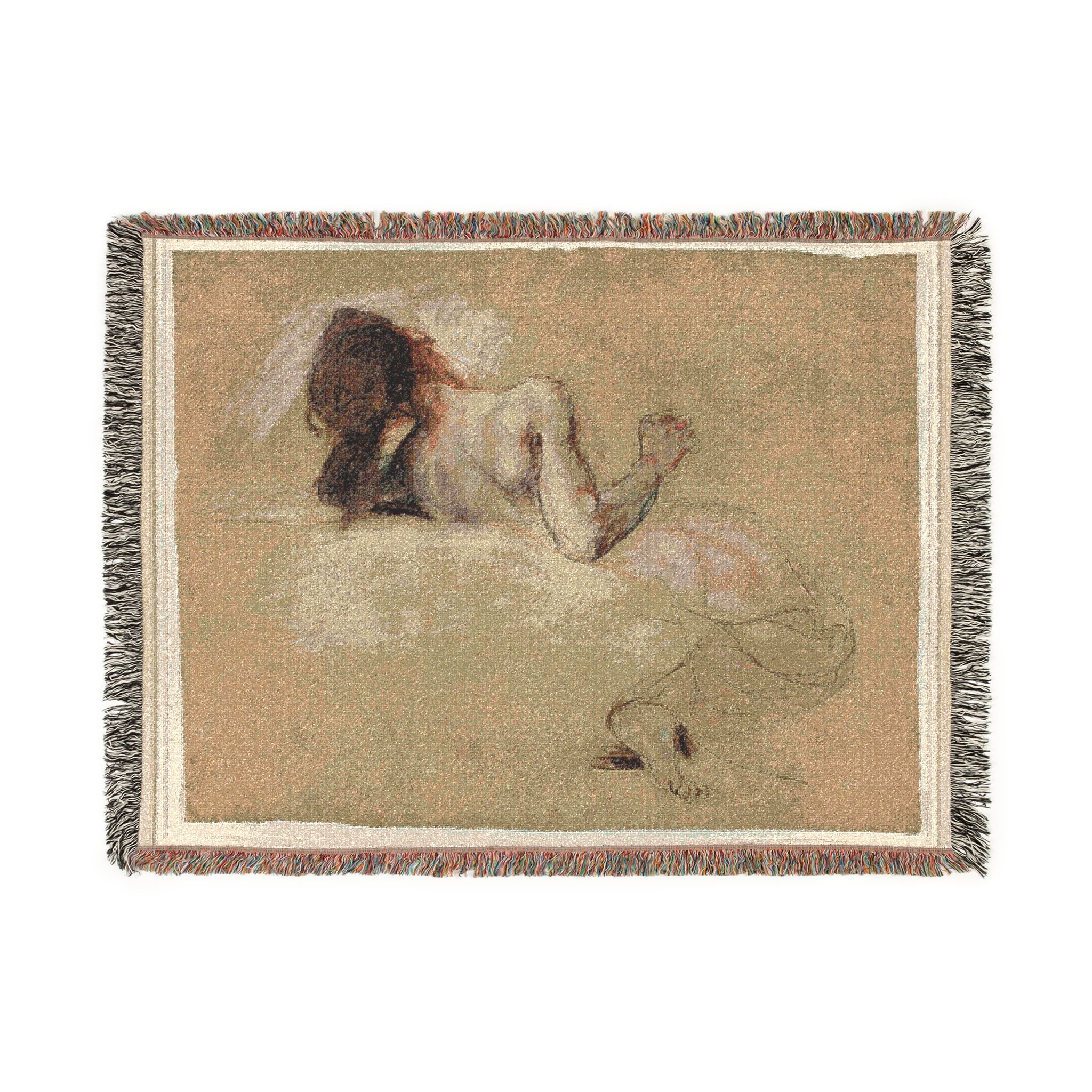 Eugène Delacroix - Crouching Woman | Woven Tapestry Blanket