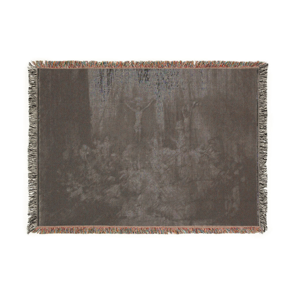 Rembrandt van Rijn - Christ Crucified between the Two Thieves The Three Crosses | Woven Tapestry Blanket