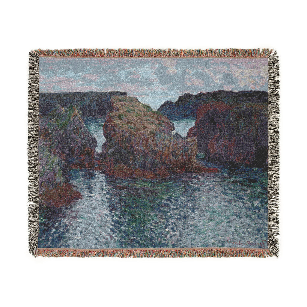 Claude Monet - Rocks at Port-Goulphar, Belle-Île | Woven Tapestry Blanket