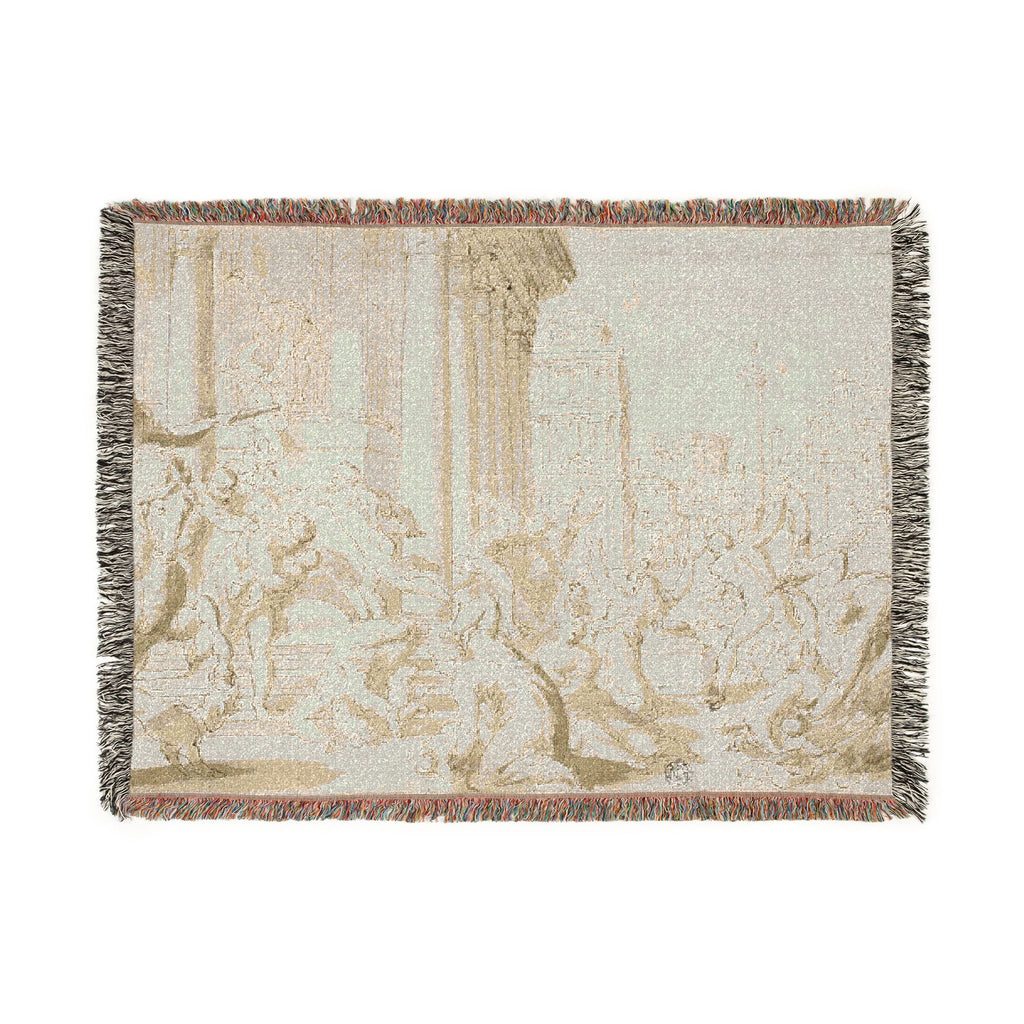 School of Nicolas Poussin - Massacre of the Innocents (recto); Figure Sketches (verso) | Woven Tapestry Blanket