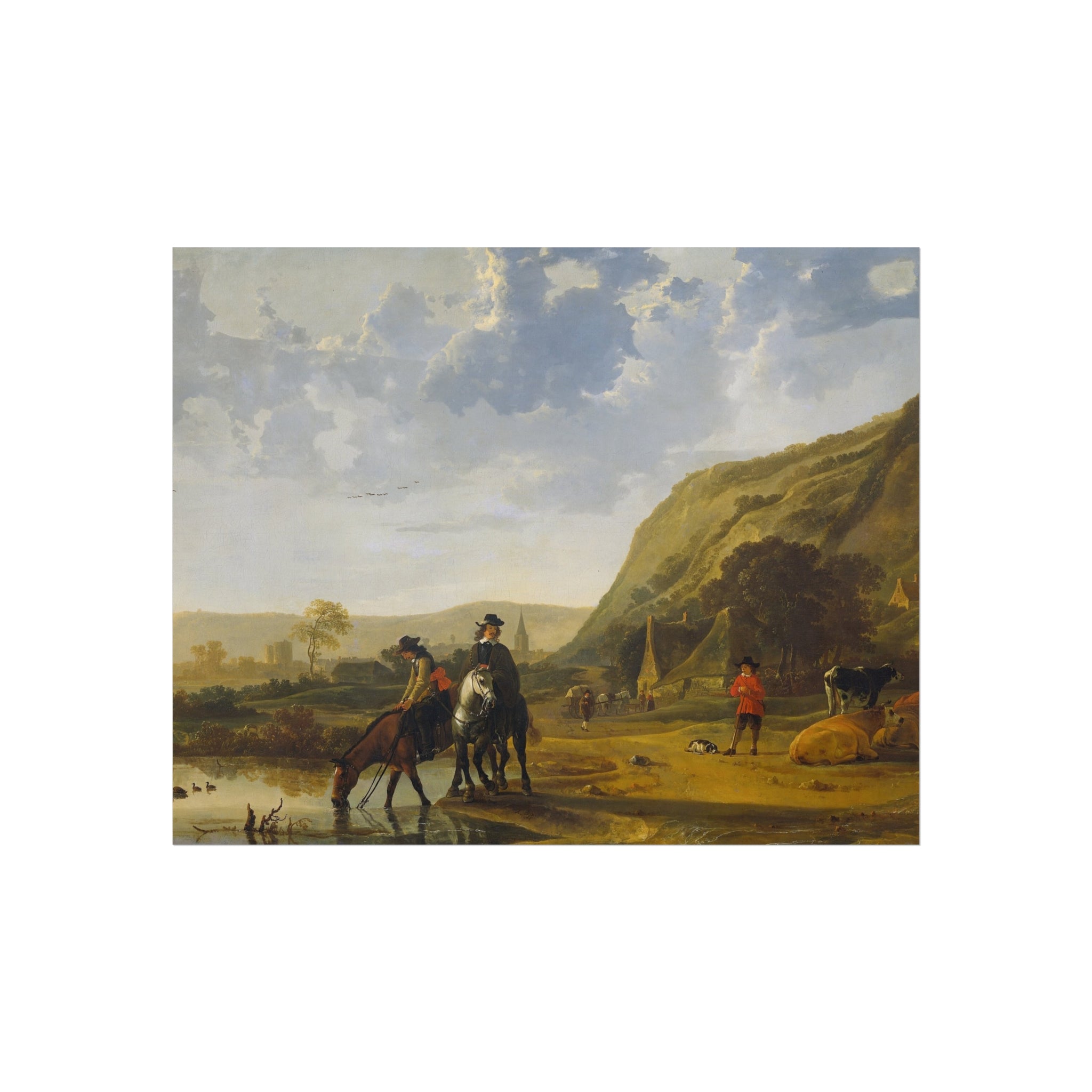 Aelbert Cuyp - Rivierlandschap met ruiters - Google Art Project | Fine Art Poster