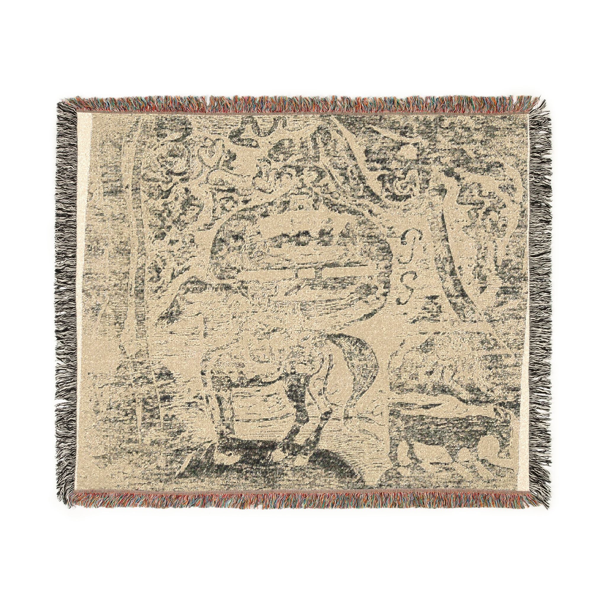 Horse with Other Animals and Ornaments Paul Gauguin Tapestry Blanket