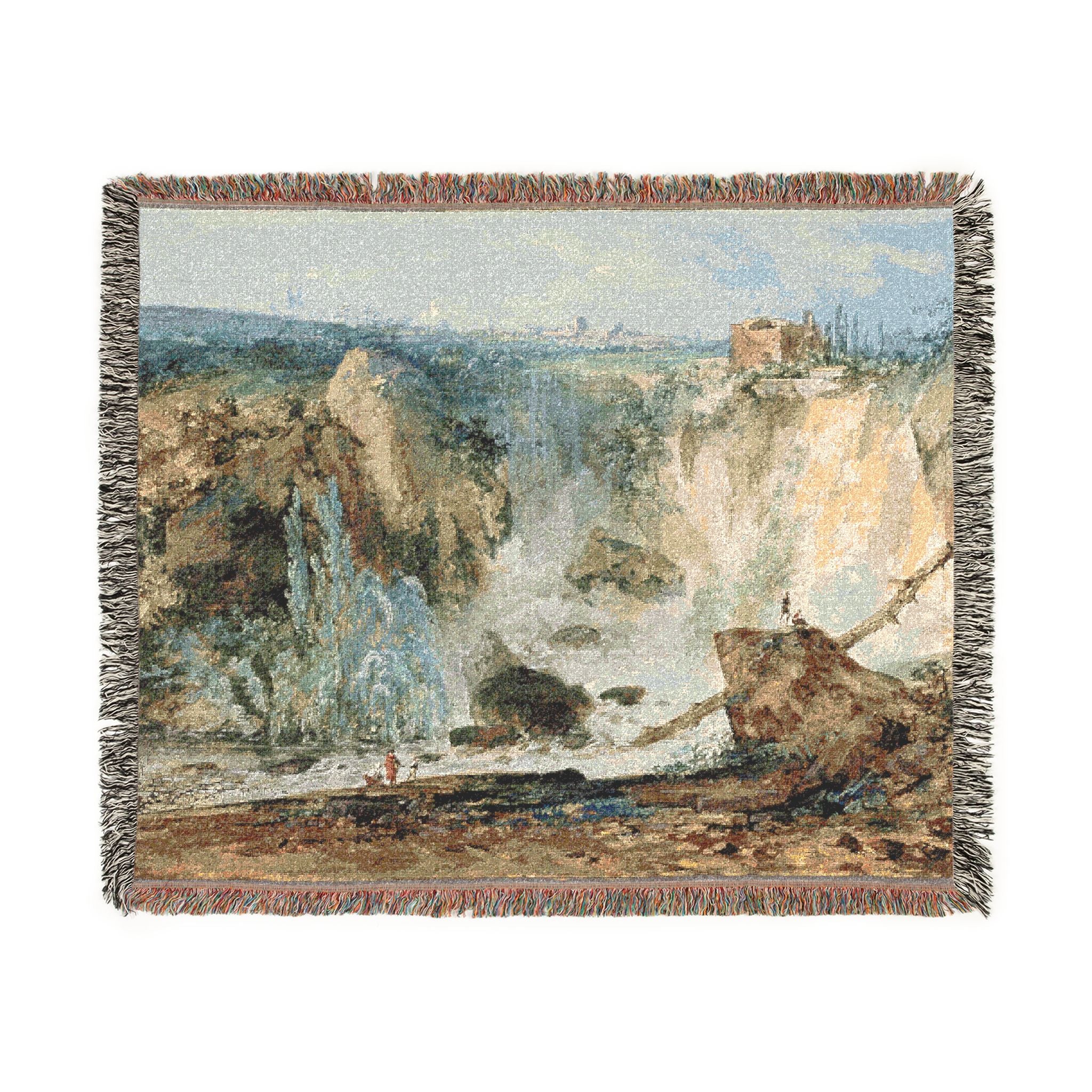 Waterfall Louis Gabriel Moreau Tapestry Blanket