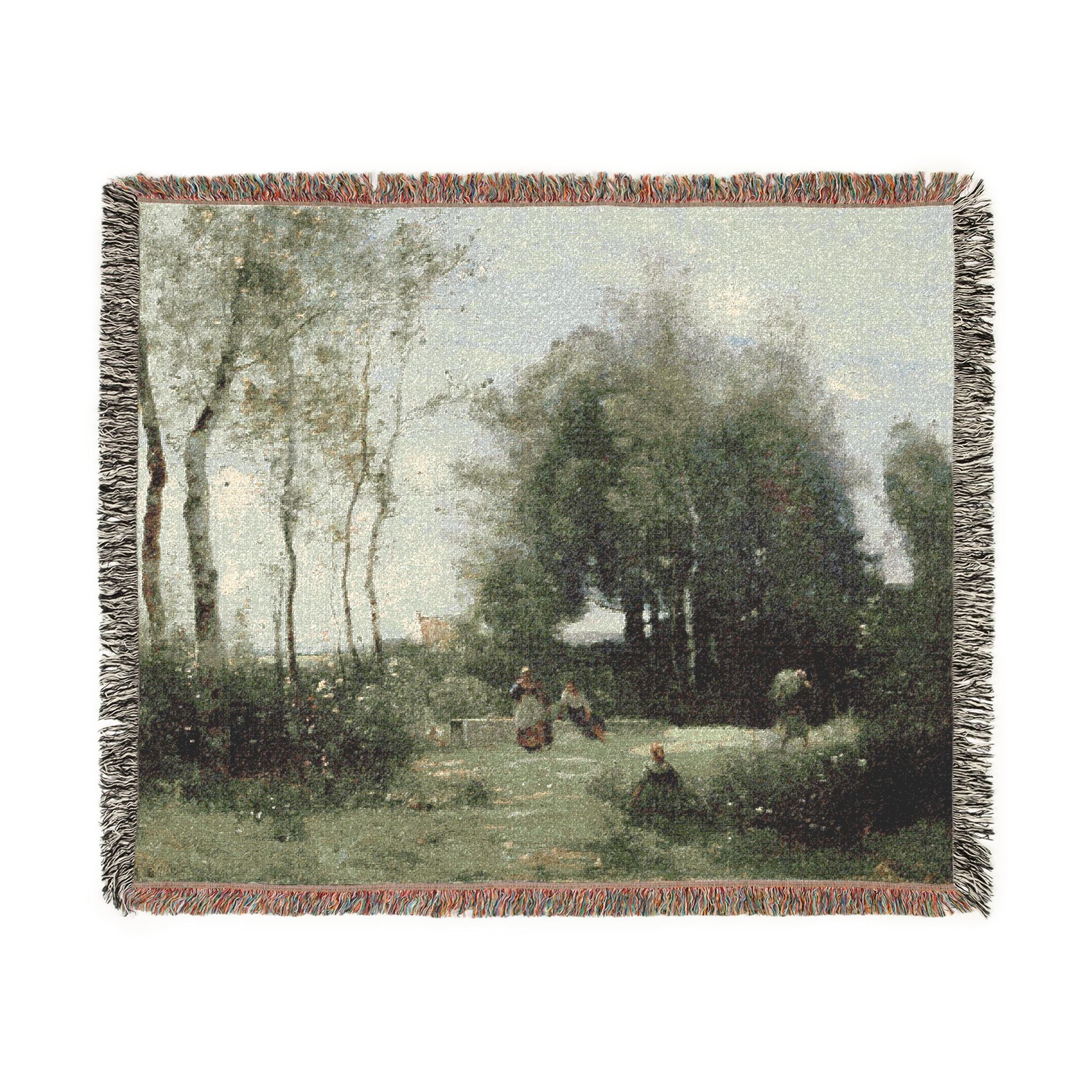 Arleux-Palluel, The Bridge of Trysts Camille Corot Tapestry Blanket