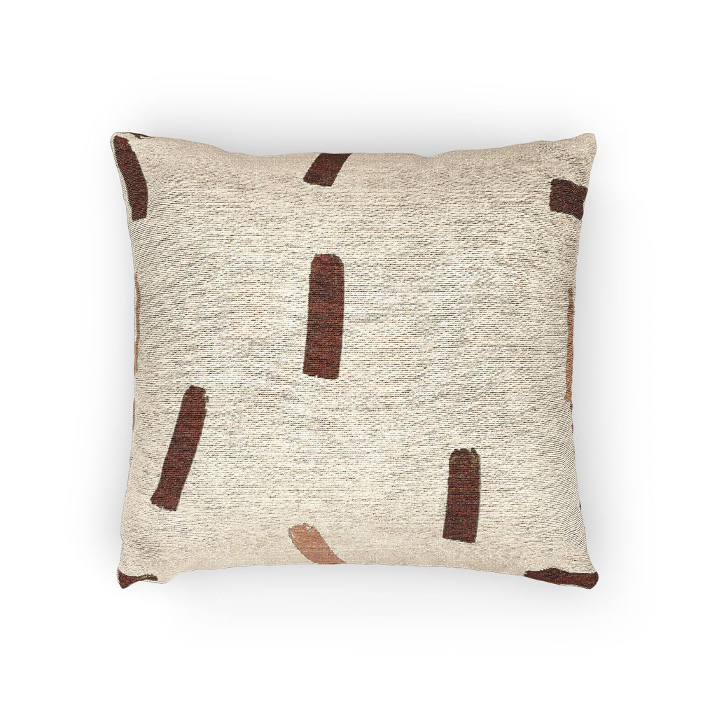 Ochre Brush Marks Woven Pillow