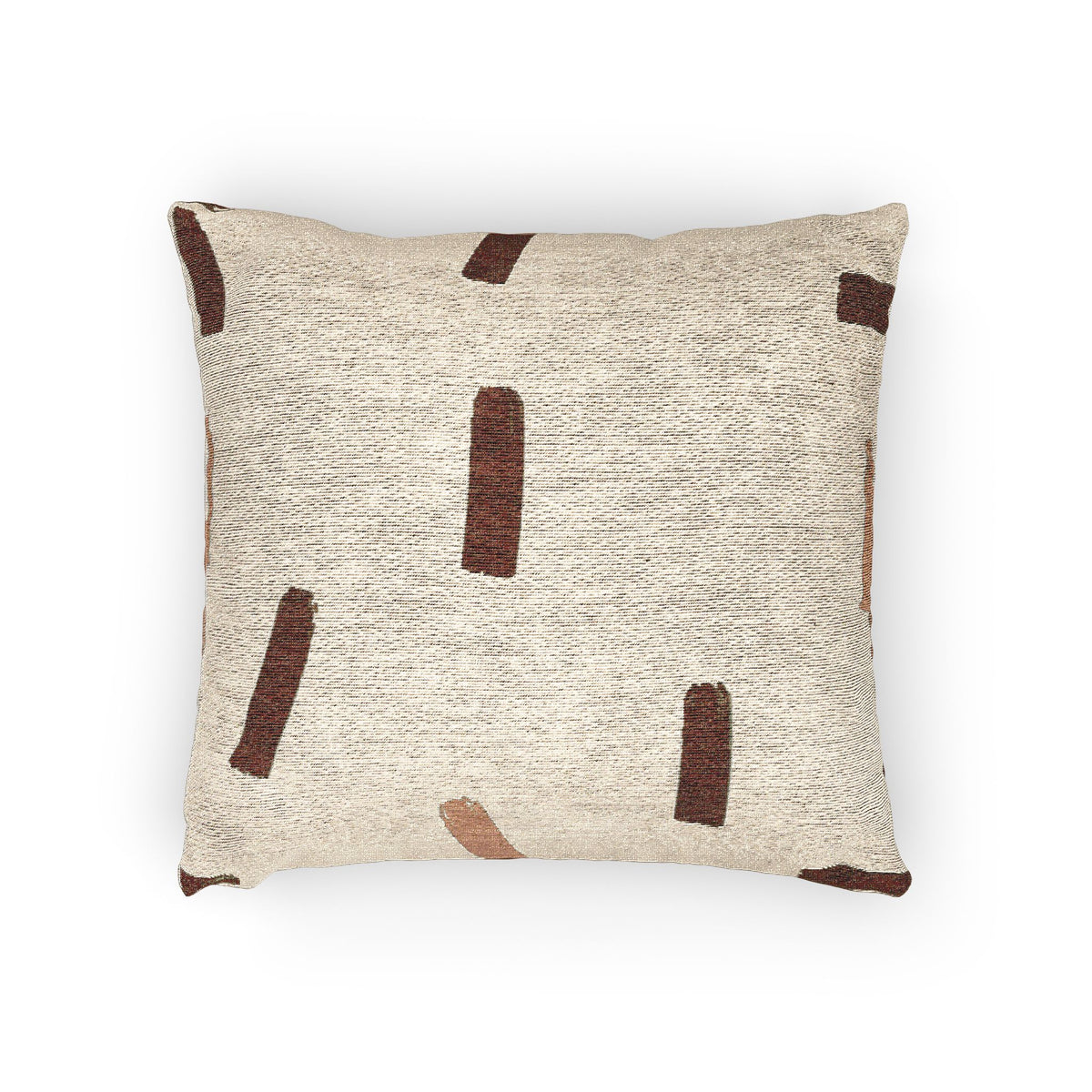 Ochre Brush Marks Woven Pillow