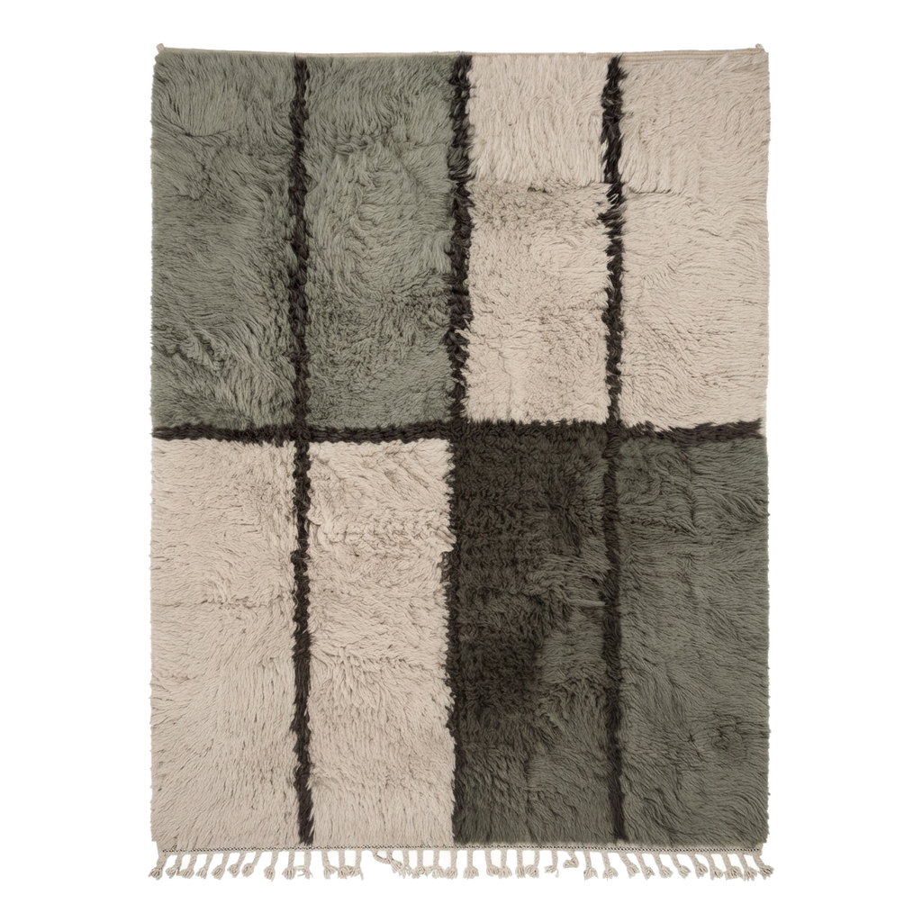 Green Colorblock Moroccan Shag Rug