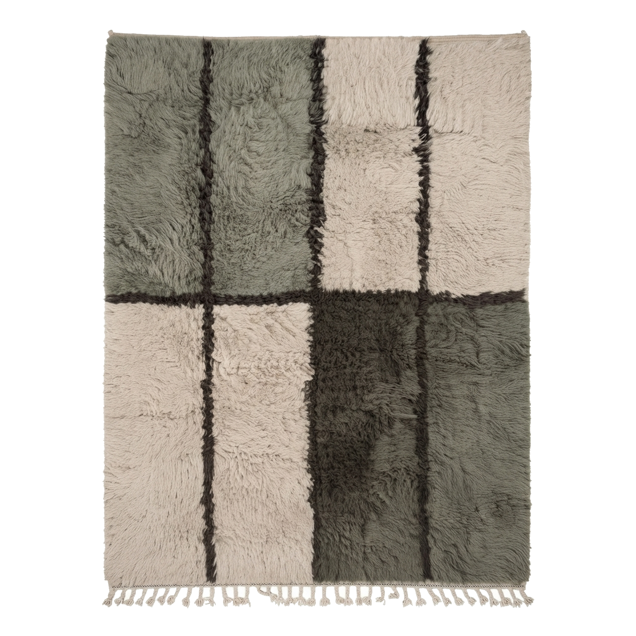 Green Colorblock Moroccan Shag Rug