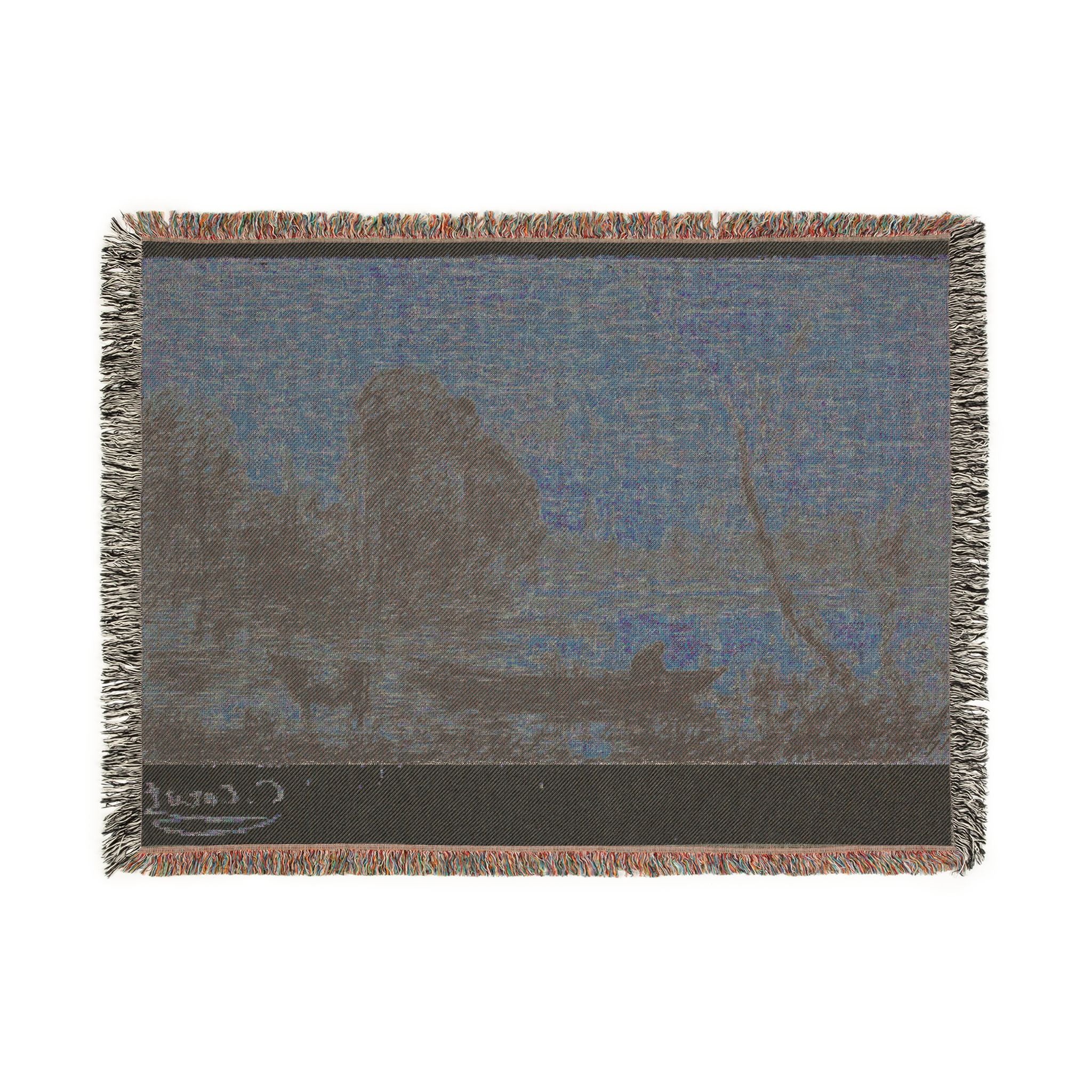 Jean Baptiste Camille Corot - Ville d'Avray Pond with Boatman, Evening | Woven Tapestry Blanket