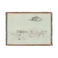 Charles François Daubigny - Two Sketches of Oxen Hauling a Log | Woven Tapestry Blanket