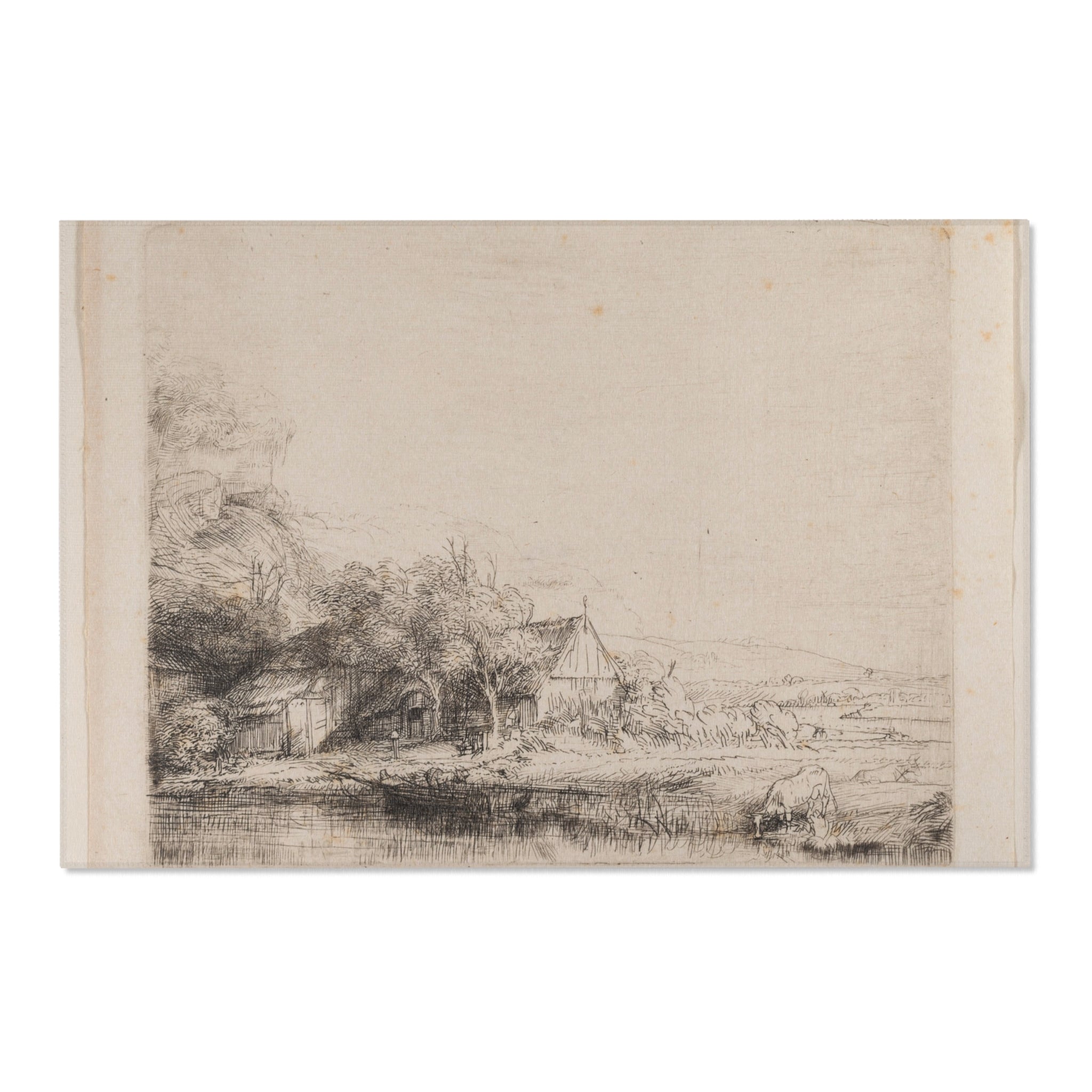 Rembrandt van Rijn - Landscape with a Cow Drinking | Area Rug