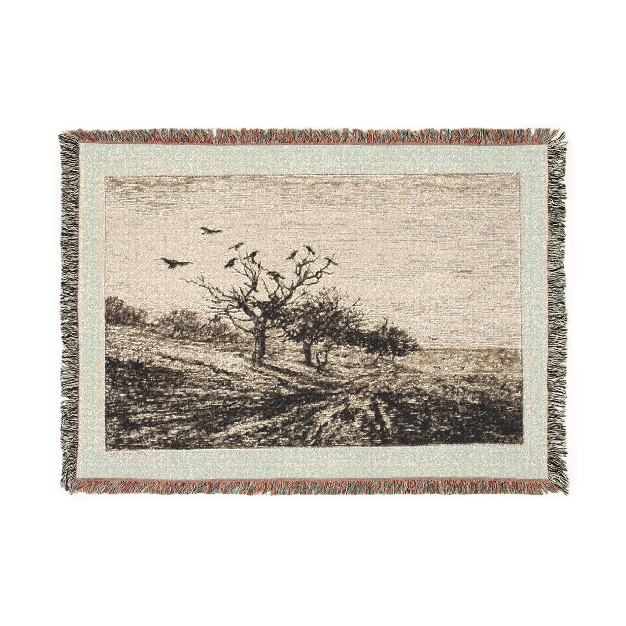 Charles François Daubigny - Crows in a Tree | Woven Tapestry Blanket