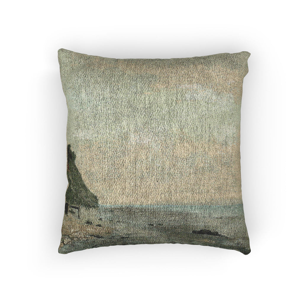 Gustave Courbet - Cliffs on the Sea Coast Small Beach, Sunrise (Falaise au bord de la mer, vu Petite Plage, soleil levan | Woven Pillow