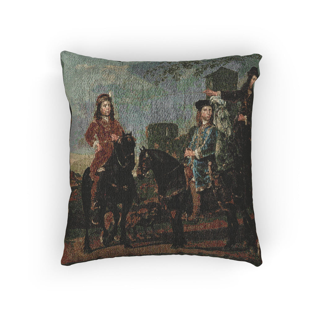 Equestrian Portrait of Cornelis (1639–1680) and Michiel Pompe van Meerdervoort (1638–1653) with Their Tutor and Coachman | Woven Pillow