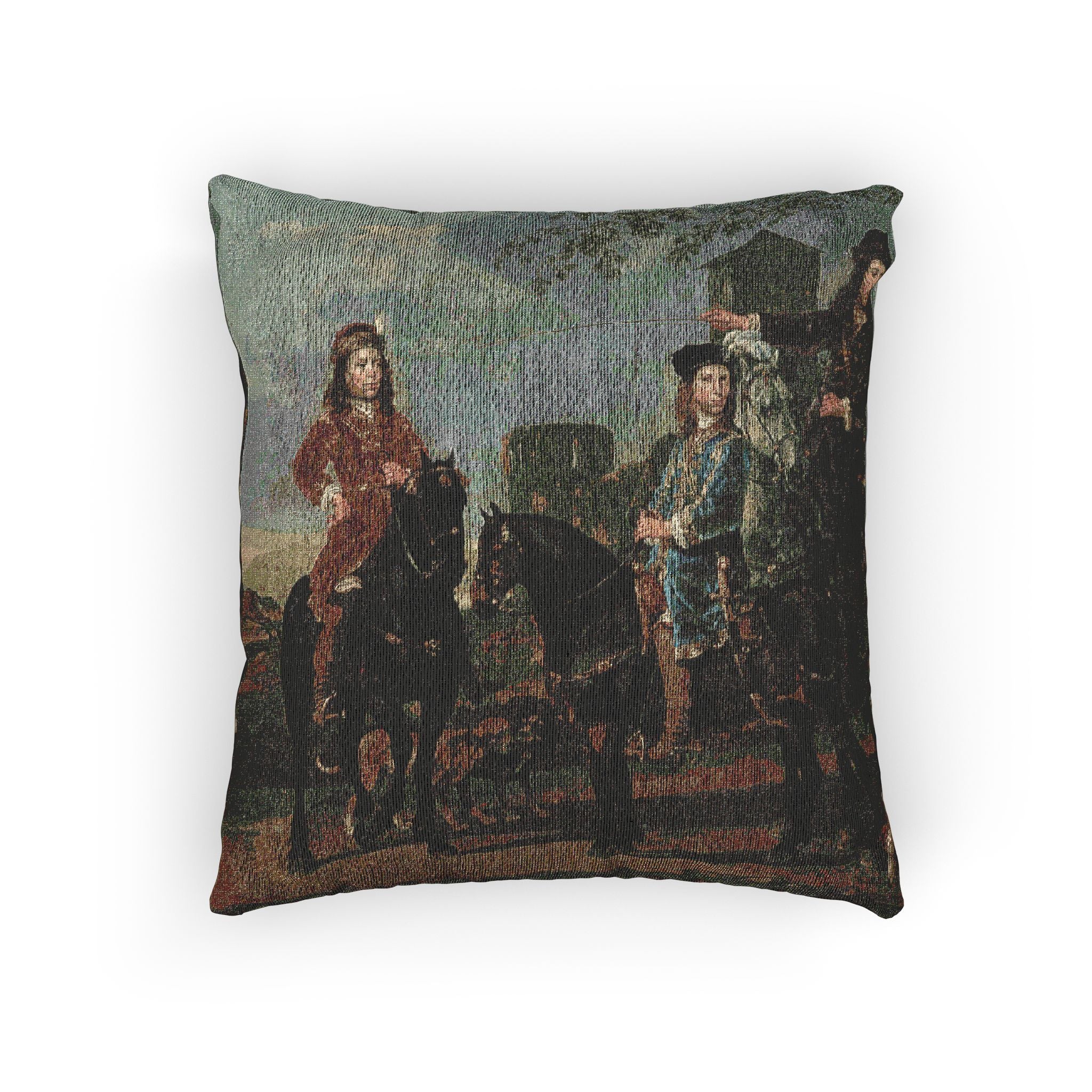 Equestrian Portrait of Cornelis (1639–1680) and Michiel Pompe van Meerdervoort (1638–1653) with Their Tutor and Coachman | Woven Pillow