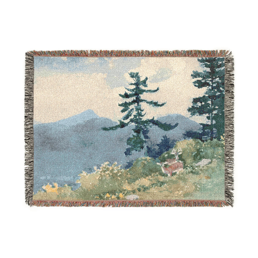 Winslow Homer - North Woods Club, Adirondacks (The Interrupted Tete-a-Tete) | Woven Tapestry Blanket