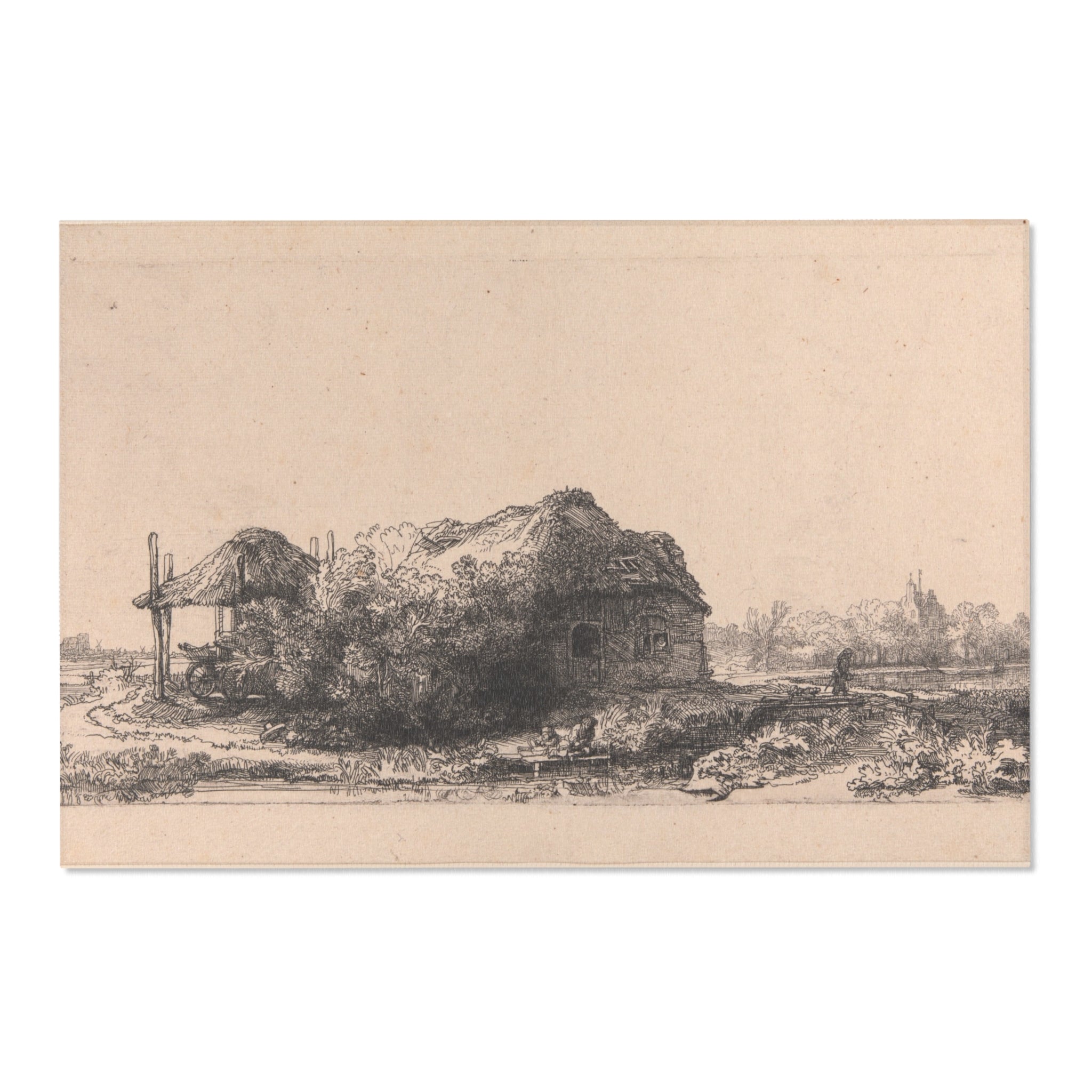 Rembrandt van Rijn - Landscape with Cottages and a Hay Barn Oblong | Area Rug