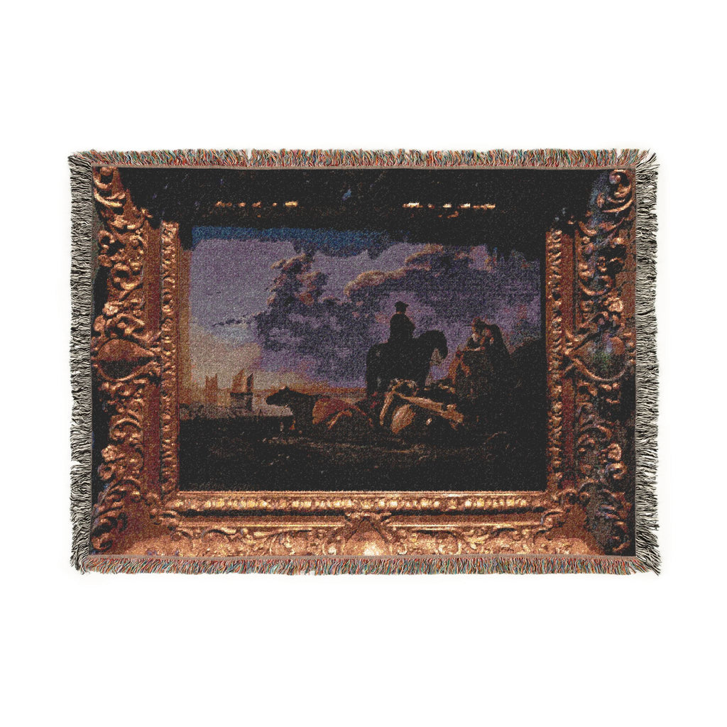 Den Haag - Mauritshuis - Aelbert Cuyp (1620-1691) - Peasants and Cattle by the River Merwede c. 1658-1660 | Woven Tapestry Blanket