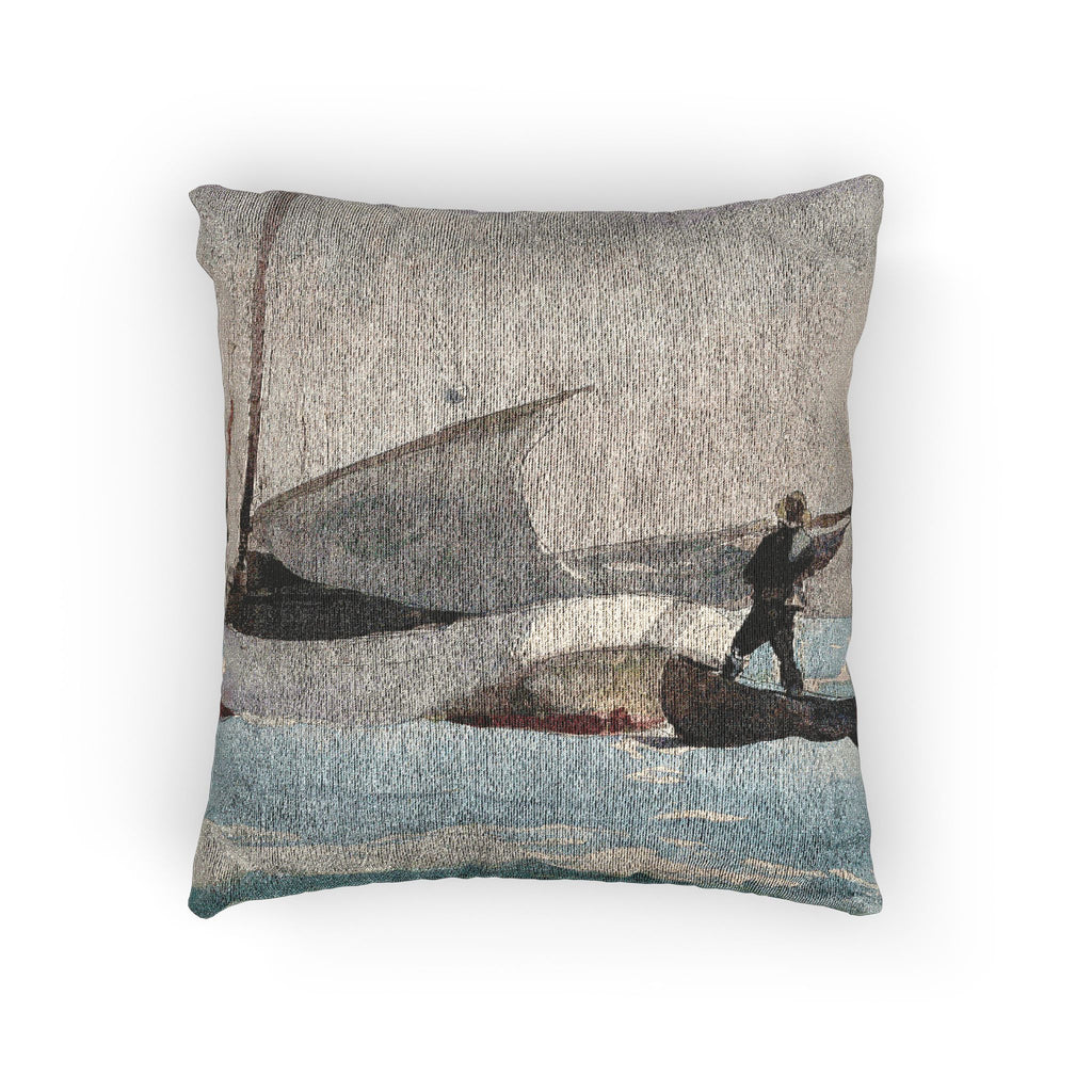 Winslow Homer - Stowing Sail | Woven Pillow