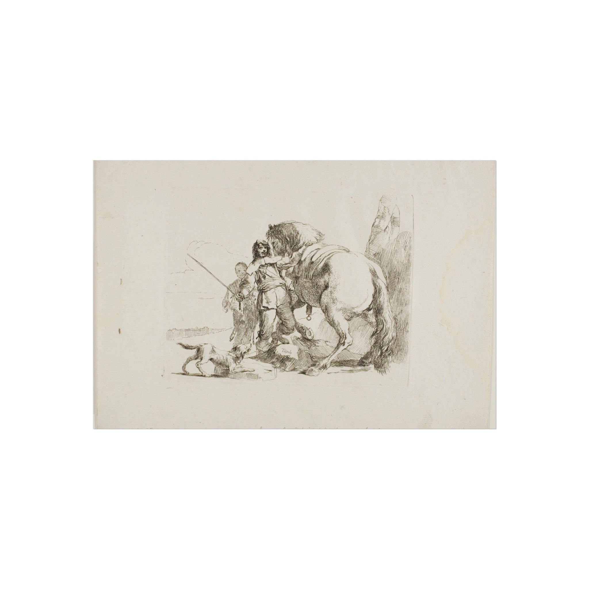 Giovanni Battista Tiepolo - The Rider Standing by His Horse, from Capricci | Fine Art Poster