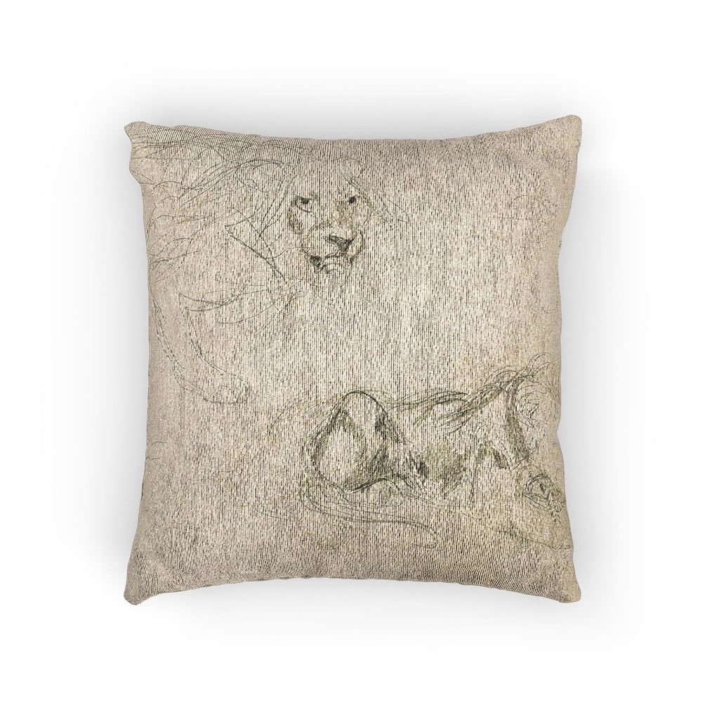Eugène Delacroix - Studies of Lions | Woven Pillow