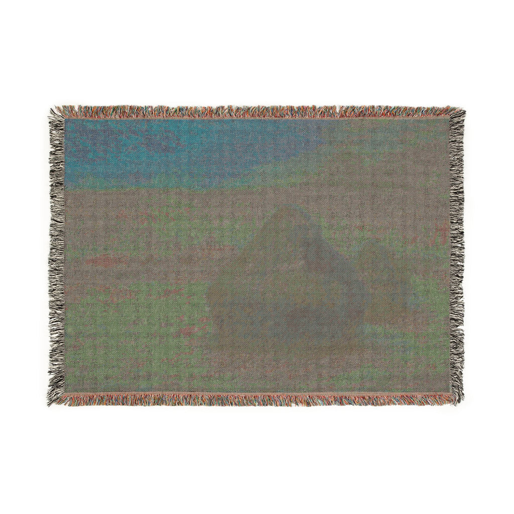 Claude Monet - Stacks of Wheat (Sunset, Snow Effect) | Woven Tapestry Blanket