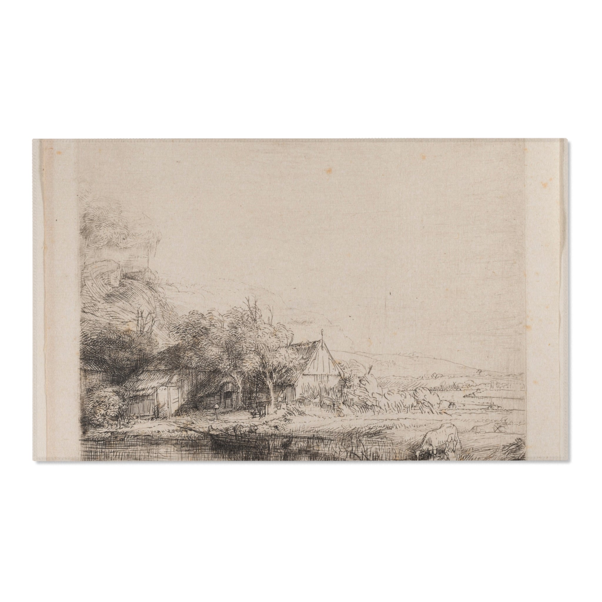 Rembrandt van Rijn - Landscape with a Cow Drinking | Area Rug