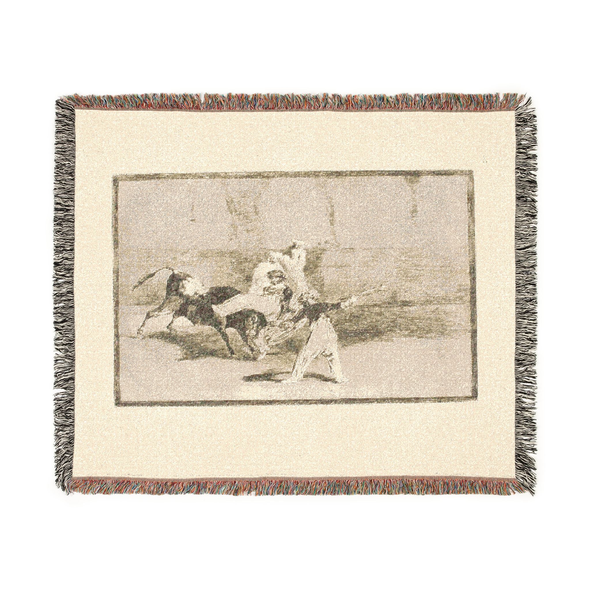 Francisco José de Goya y Lucientes - A Moor Caught by the Bull in the Ring, plate 8 from The Art of Bullfighting | Woven Tapestry Blanket