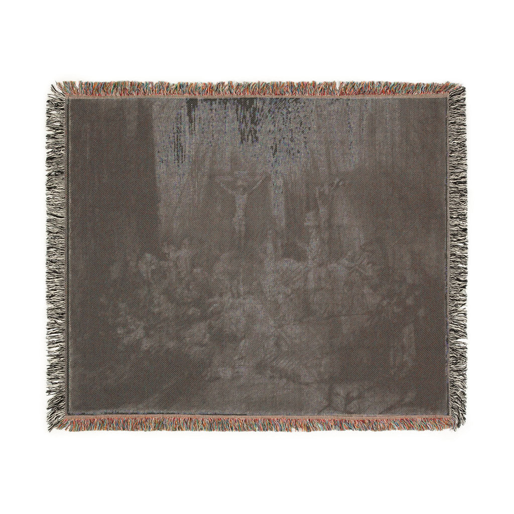 Rembrandt van Rijn - Christ Crucified between the Two Thieves The Three Crosses | Woven Tapestry Blanket