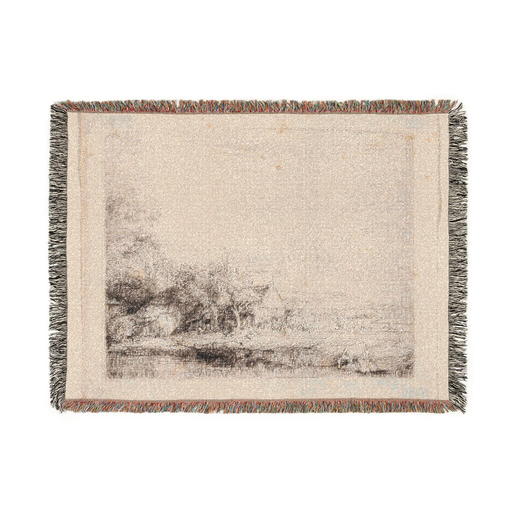 Rembrandt van Rijn - Landscape with a Cow Drinking | Woven Tapestry Blanket