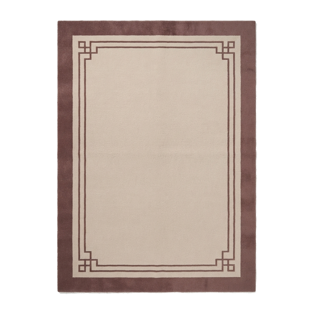 Cream Greek Key Hand-Tufted Wool Rug
