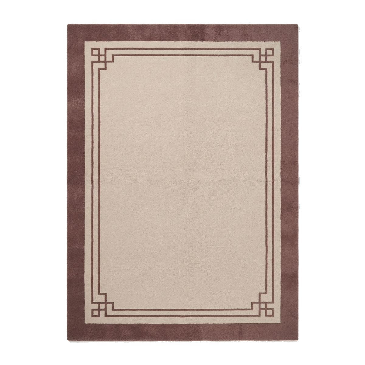 Cream Greek Key Hand-Tufted Wool Rug