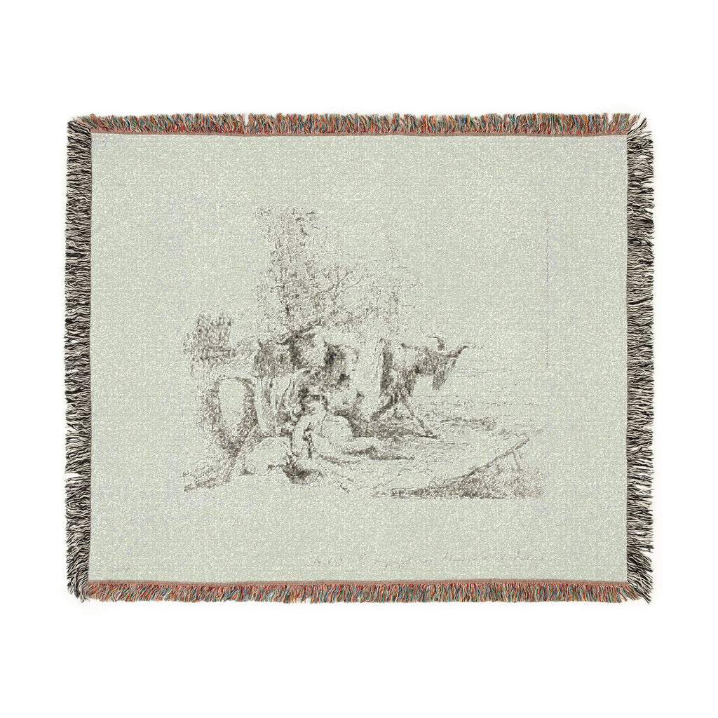 Giovanni Battista Tiepolo - A Nymph with a Small Satyr and Two Goats, from Capricci | Woven Tapestry Blanket