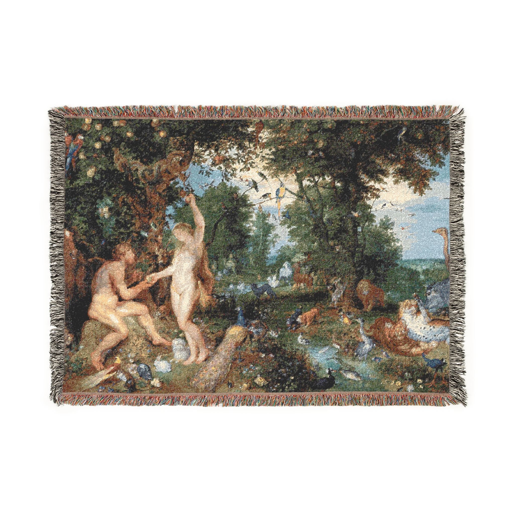 Jan Brueghel de Oude en Peter Paul Rubens - Het aards paradijs met de zondeval van Adam en Eva | Woven Tapestry Blanket