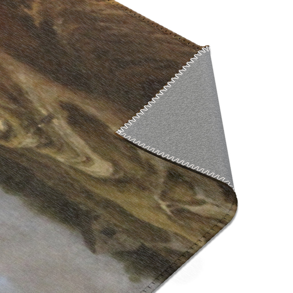 Dresden, Gemäldegalerie Alte Meister, Jacob van Ruisdael, ein Walddorf hinter Dünen | Area Rug