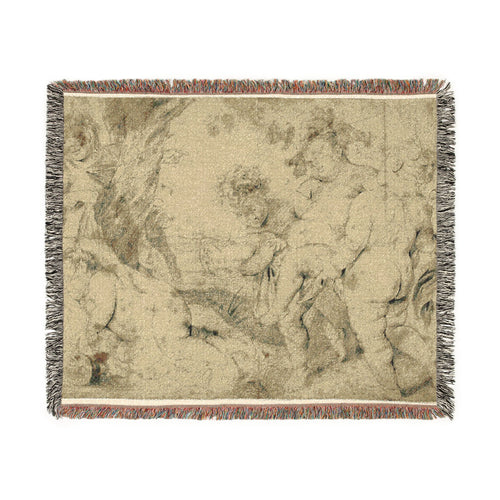 Anthony van Dyck - Young Bacchus and Companions | Woven Tapestry Blanket