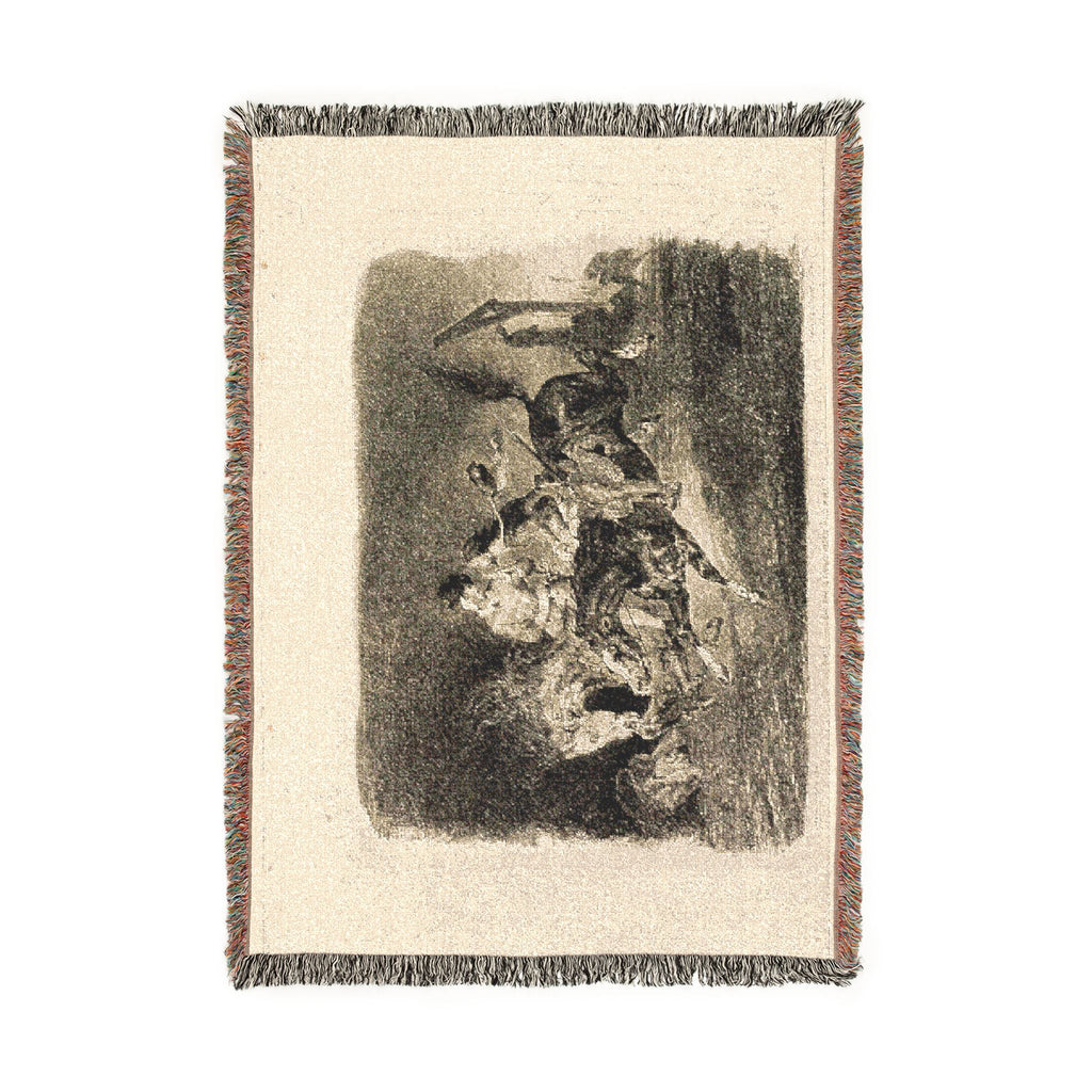 Eugène Delacroix - Faust and Mephistopheles Galloping Through the Night of the Witches' Sabbath | Woven Tapestry Blanket