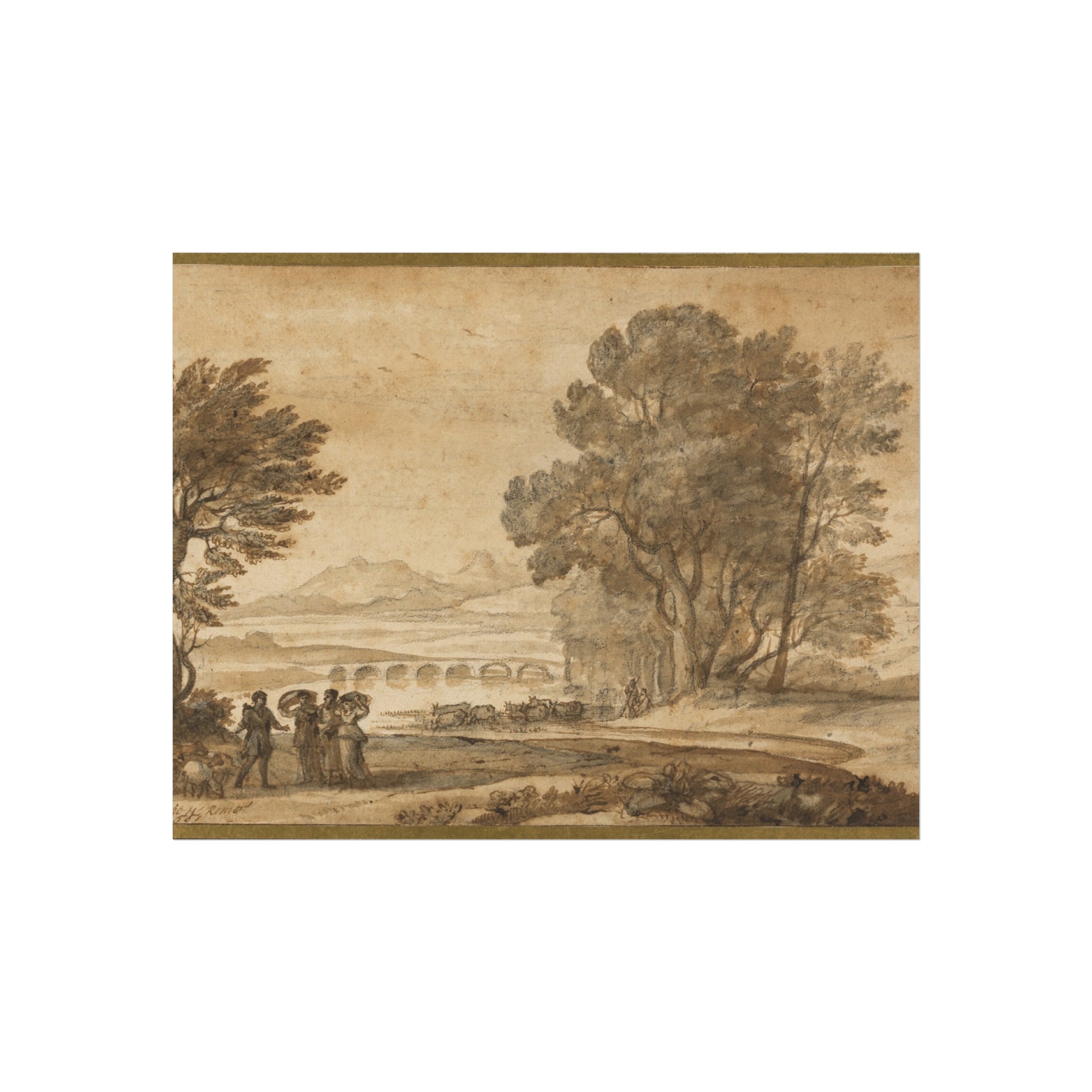 Claude Lorrain - A Wooded River Landscape with Jacob, Laban, and His Daughters | Fine Art Poster
