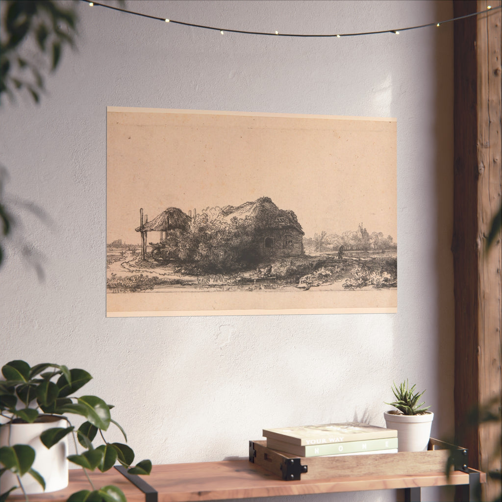 Rembrandt van Rijn - Landscape with Cottages and a Hay Barn Oblong | Fine Art Poster