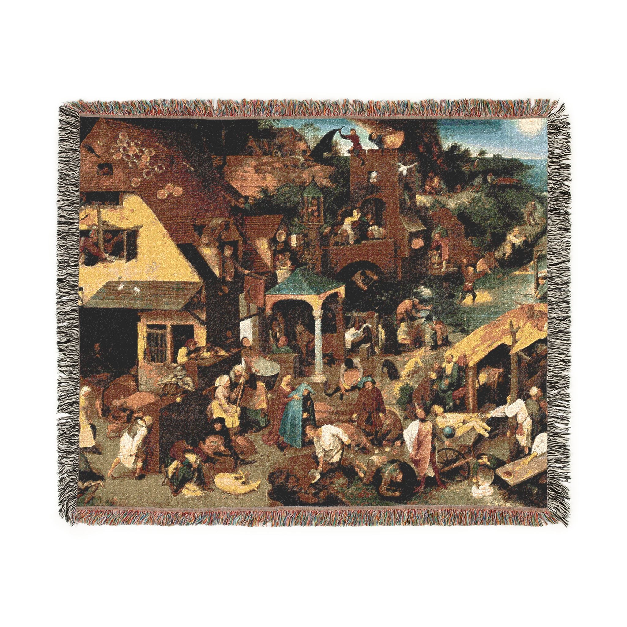 Pieter Brueghel the Elder - The Dutch Proverbs - Google Art Project | Woven Tapestry Blanket