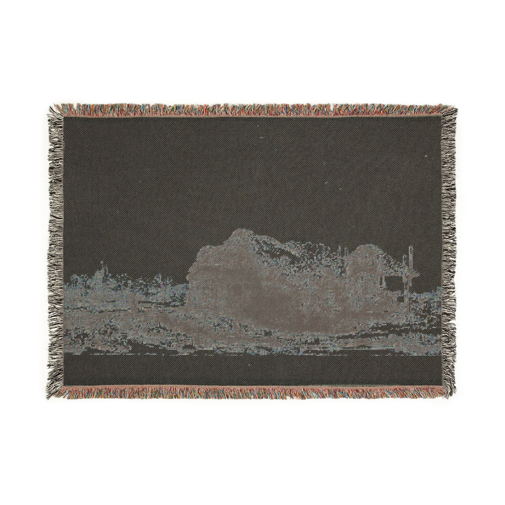 Rembrandt van Rijn - Landscape with Cottages and a Hay Barn Oblong | Woven Tapestry Blanket