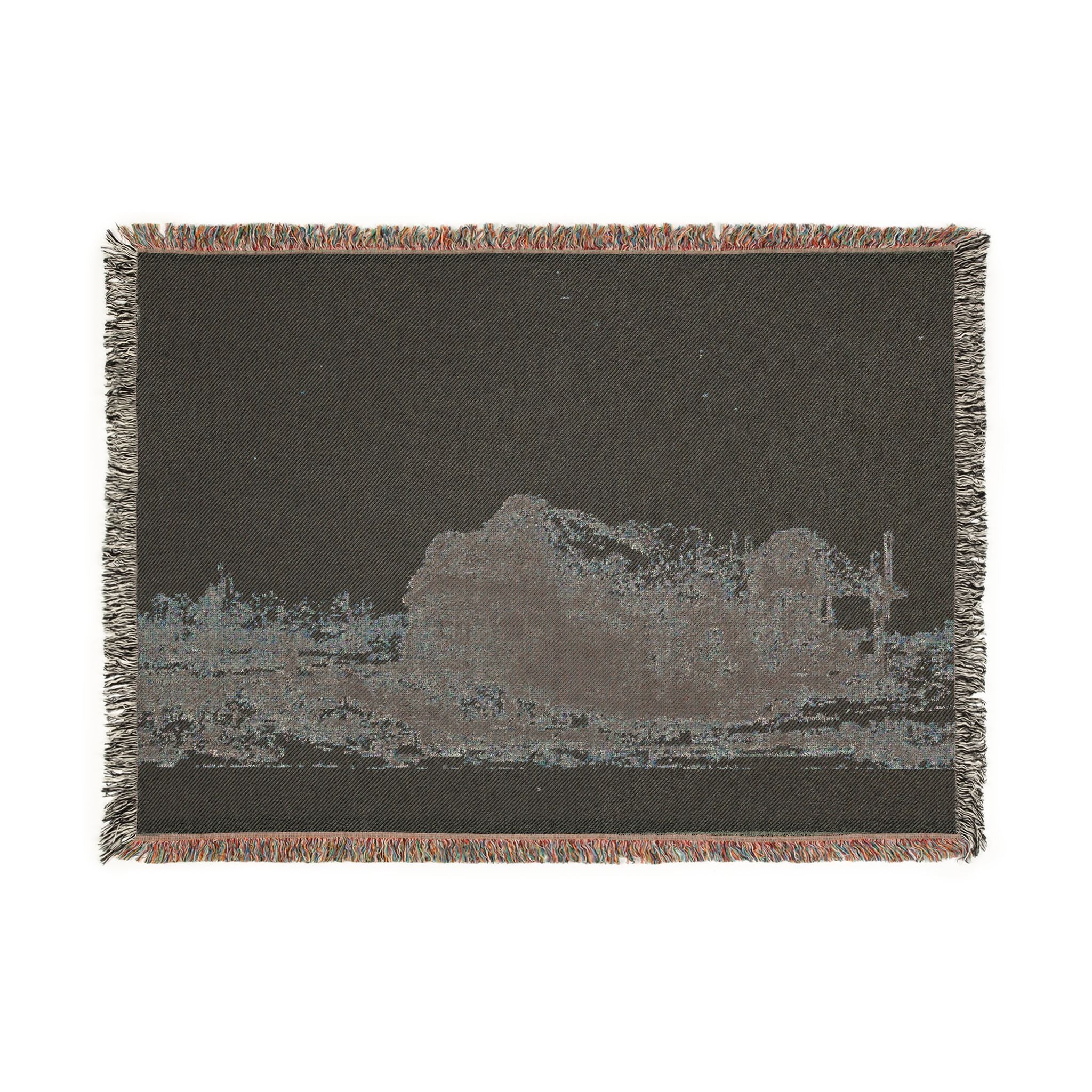 Rembrandt van Rijn - Landscape with Cottages and a Hay Barn Oblong | Woven Tapestry Blanket