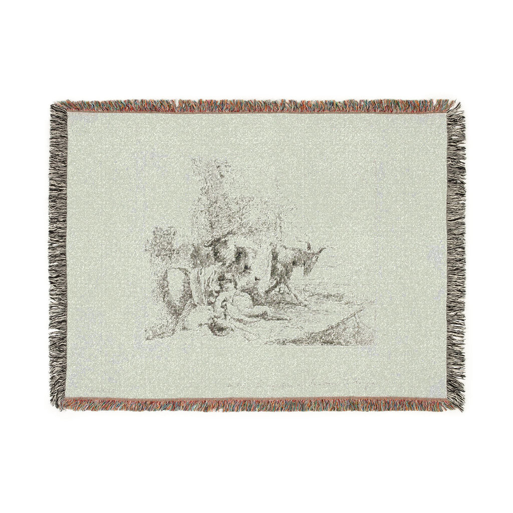 Giovanni Battista Tiepolo - A Nymph with a Small Satyr and Two Goats, from Capricci | Woven Tapestry Blanket