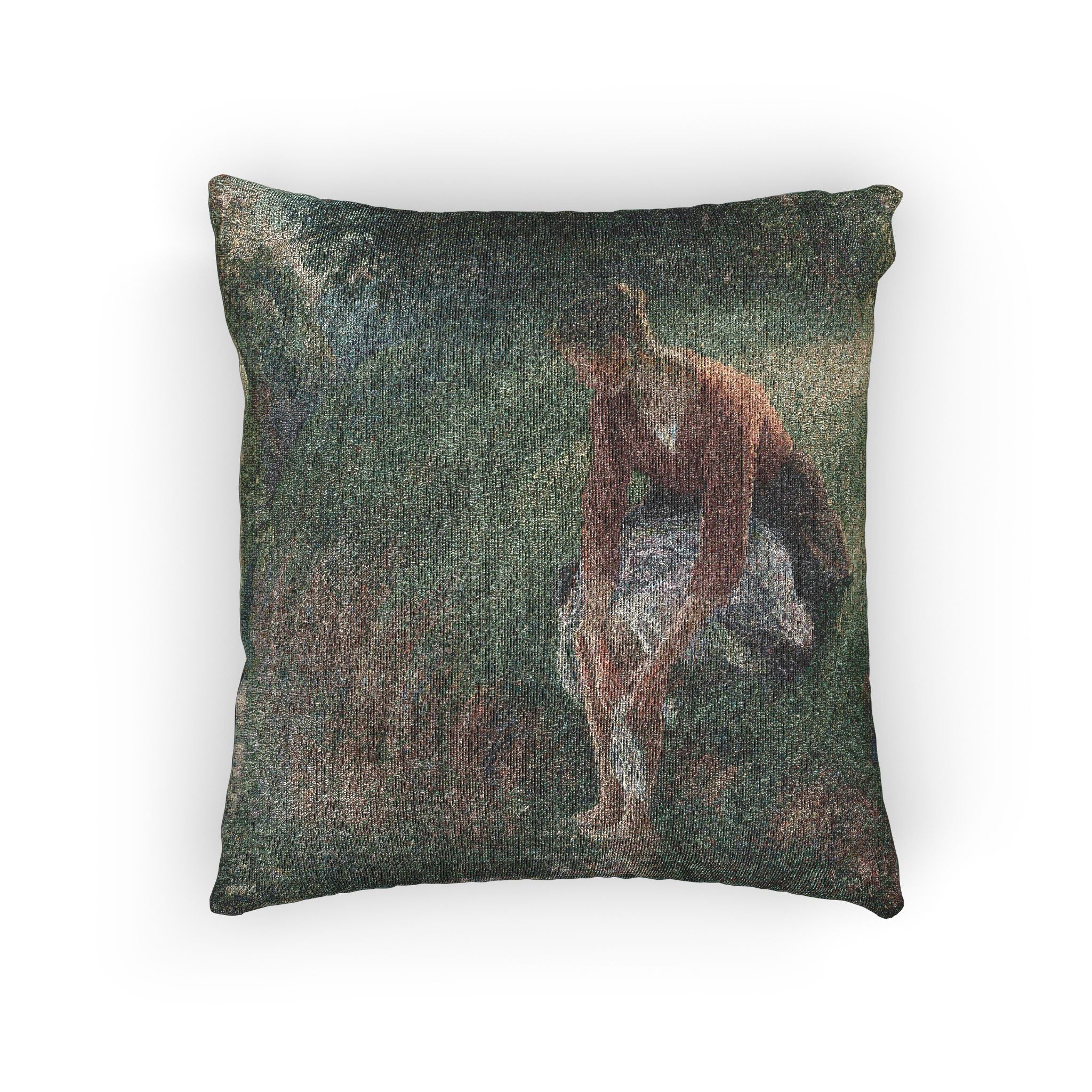 Camille Pissarro - Woman Bathing Her Feet in a Brook | Woven Pillow