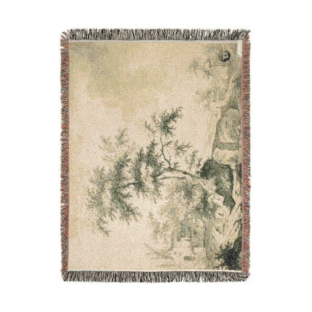 Jacob van Ruisdael - Landscape with Tree on Road to Buildings | Woven Tapestry Blanket