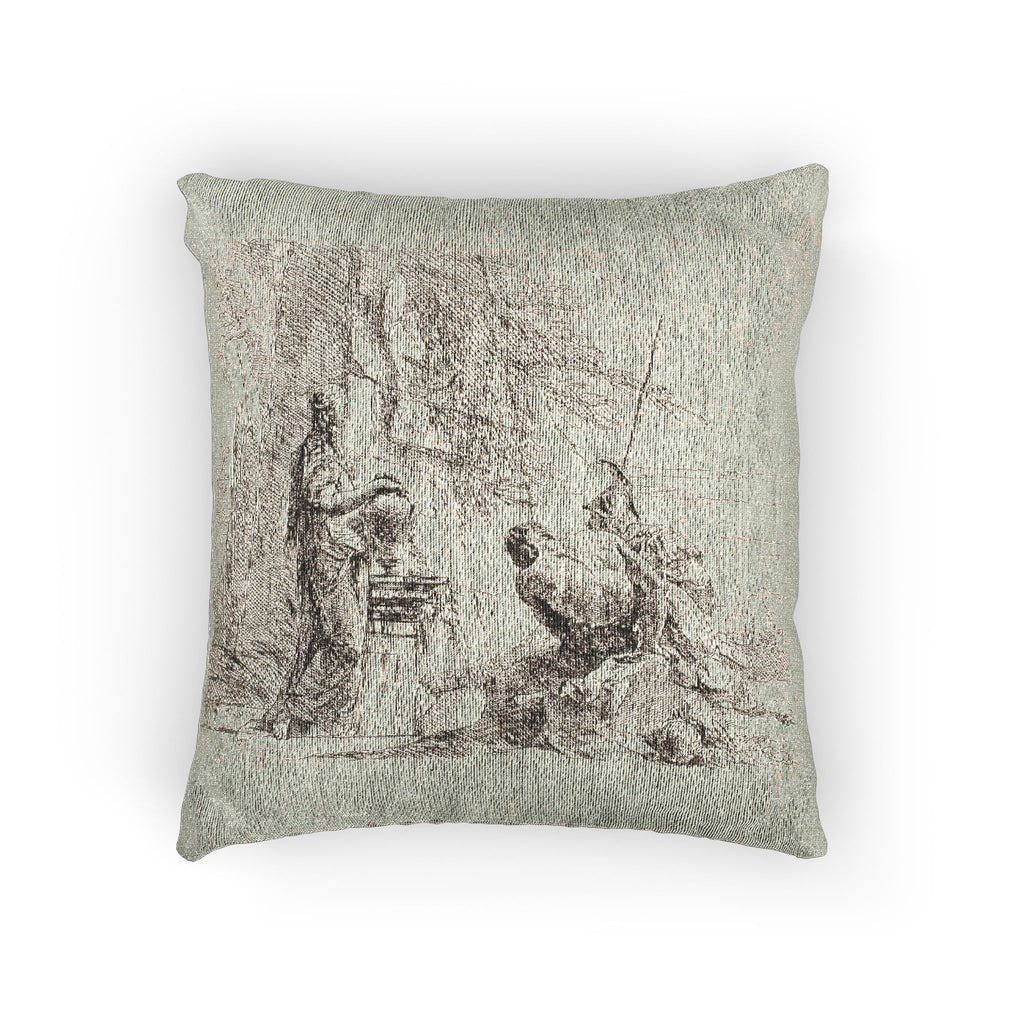 Giovanni Battista Tiepolo - A Woman with her Hands on a Vase, Soldier, and Slave, from Capricci | Woven Pillow