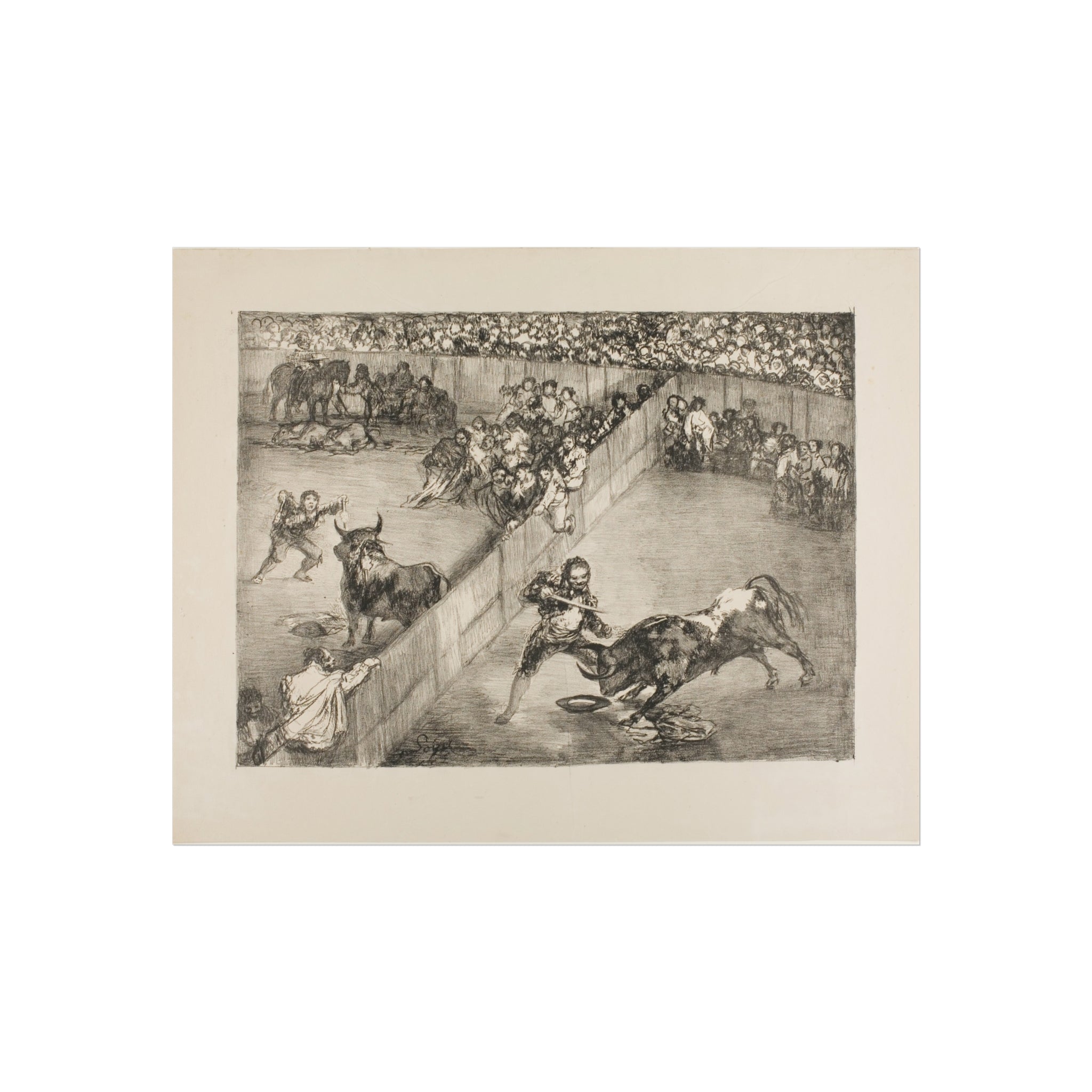 Francisco José de Goya y Lucientes - Bullfight in a divided ring, from The Bulls of Bordeaux | Fine Art Poster